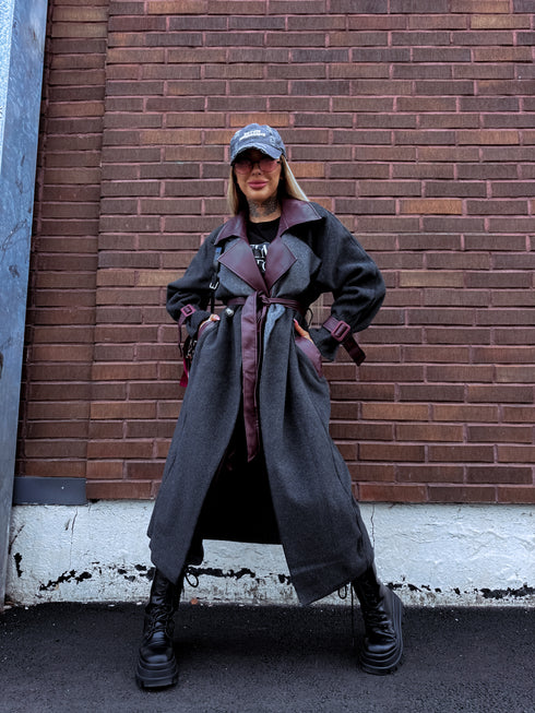 "DETAIL FL2250" пальто - СЕРОЕ С БОРДОВЫМ