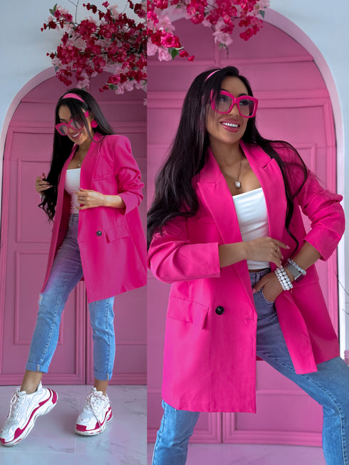 Oversize, klasikinis švarkas - ROŽINĖ