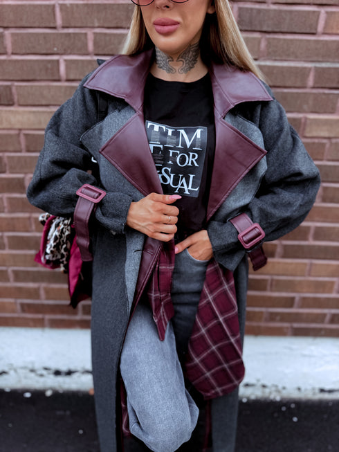 "DETAIL FL2250" пальто - СЕРОЕ С БОРДОВЫМ