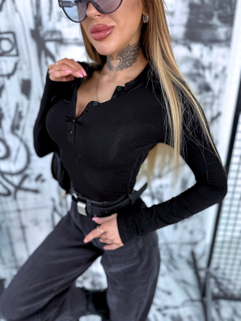 Palaidinė su sagų užsegimu "OPAL H13102" - JUODA