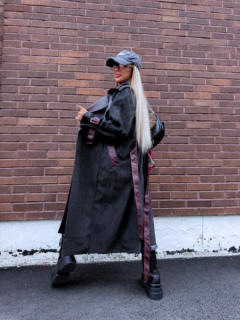 "DETAIL FL2250" пальто - СЕРОЕ С БОРДОВЫМ