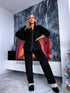 Soft home suit with button down jacket - BLACK