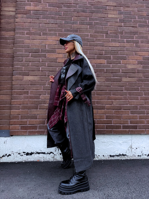 "DETAIL FL2250" пальто - СЕРОЕ С БОРДОВЫМ