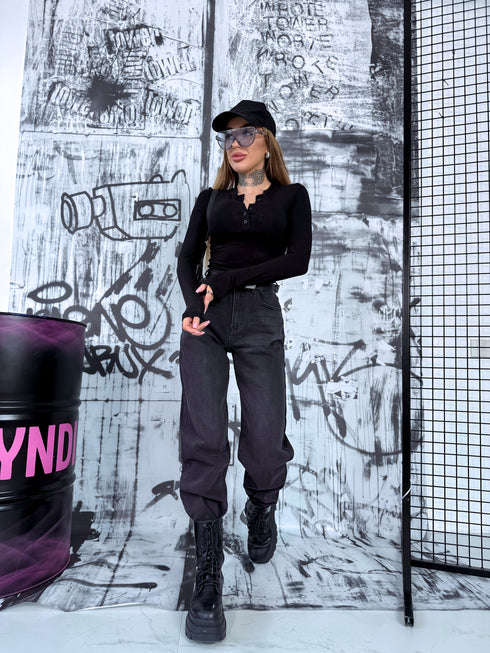 Palaidinė su sagų užsegimu "OPAL H13102" - JUODA