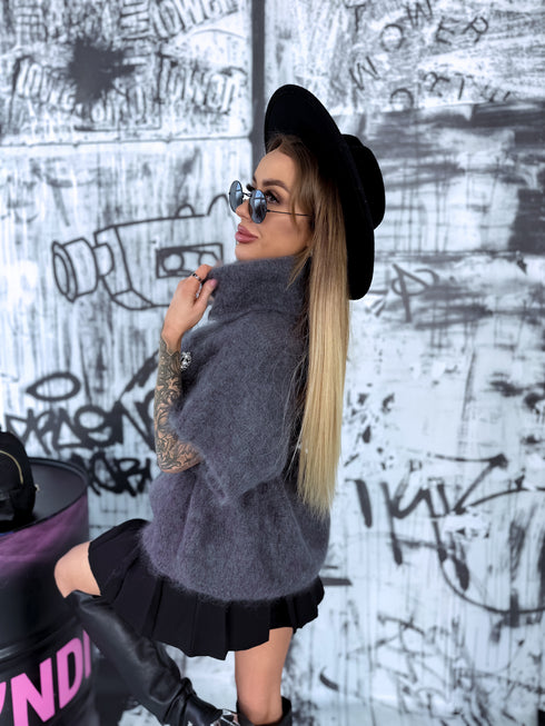 Мохеровая жилетка "SEARCH" 81027 - СЕРАЯ