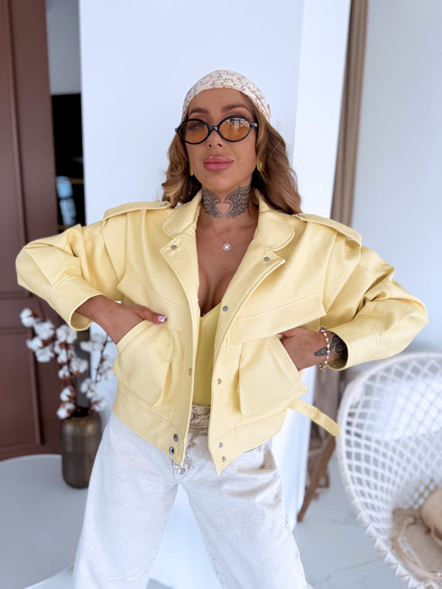 Faux leather jacket "ROAD REBEL" S-6203 - YELLOW