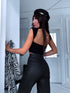 WIDE LEG pants HM6709 "BLACK LEATHER"