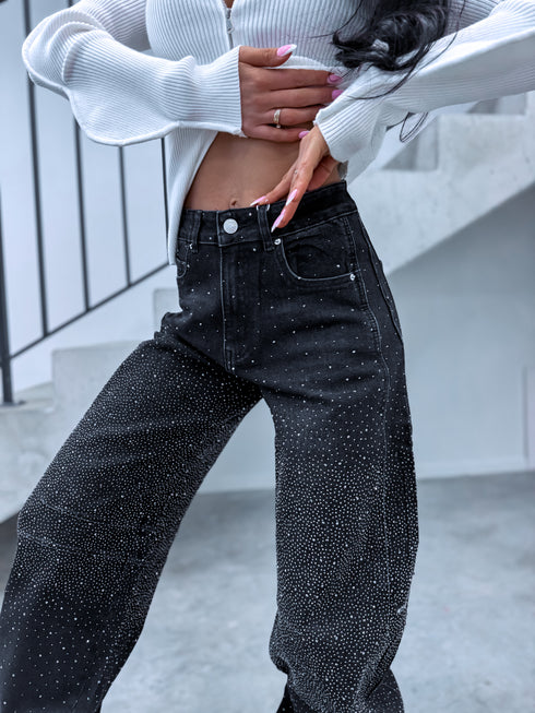 "SHIMMER VIBE" 8817 jeans - DARK GRAY PRE-ORDER