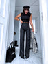 WIDE LEG pants HM6709 "BLACK LEATHER"