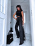 WIDE LEG pants HM6709 "BLACK LEATHER"