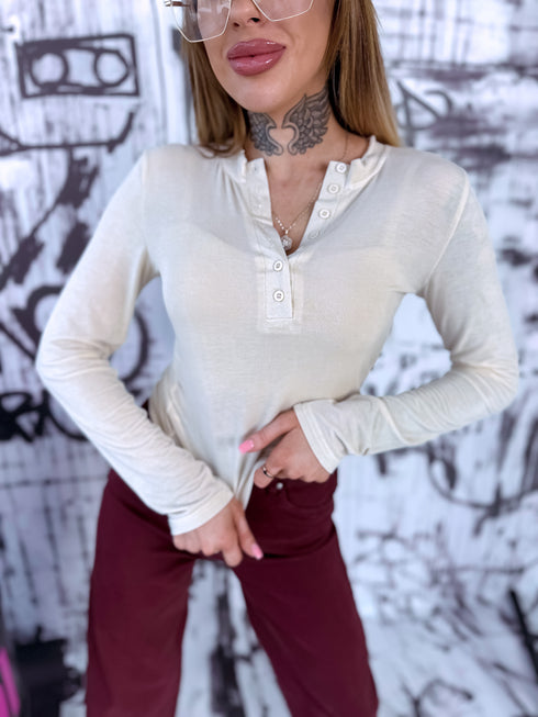 Топ с застежкой на пуговицы "OPAL H13102" - СВЕТЛО-БЕЖЕВЫЙ