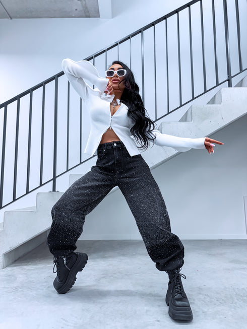 "SHIMMER VIBE" 8817 jeans - DARK GRAY PRE-ORDER