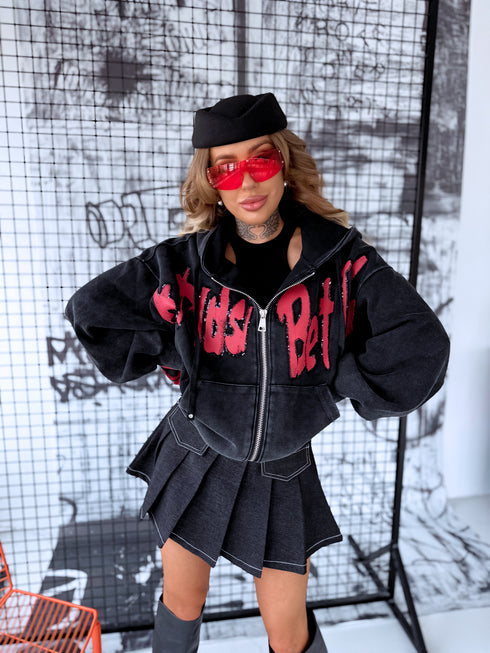 Švarkas su animacija "RED GLASSES V12050" - JUODA