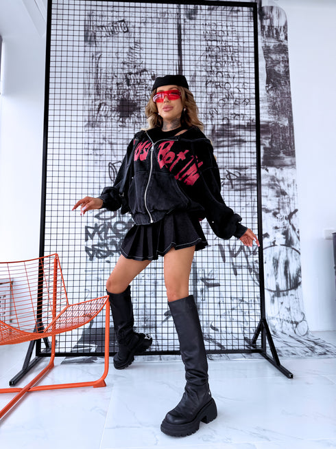 Švarkas su animacija "RED GLASSES V12050" - JUODA