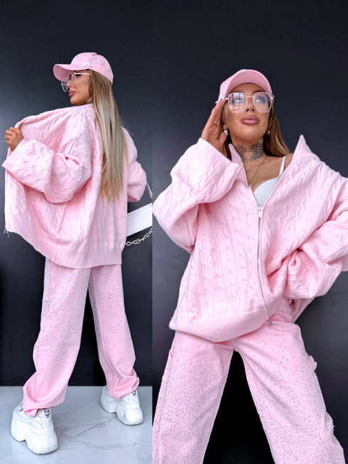 "REGION" knitted pattern jacket HA4381 - SOFT PINK