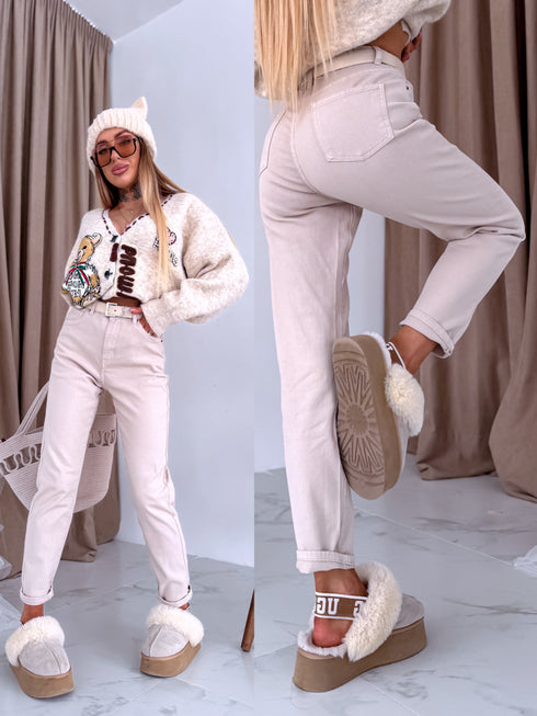 MOM FIT jeans "SPRING" 7855-10 - BEIGE