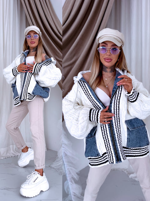 Patterned cardigan "SILENT THEORY" TY26199 - CREAM WHITE