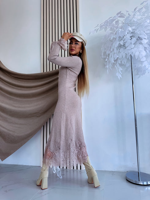 Fitted dress "EMBER FIRE 552" - DARK BEIGE