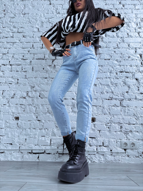 GAIŠI ZILAS mom fit džinsai HM303-1 "SMOKE"