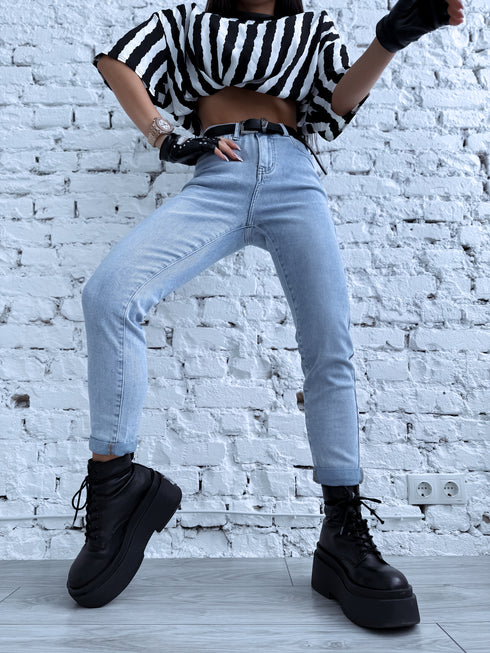 GAIŠI ZILAS mom fit džinsai HM303-1 "SMOKE"