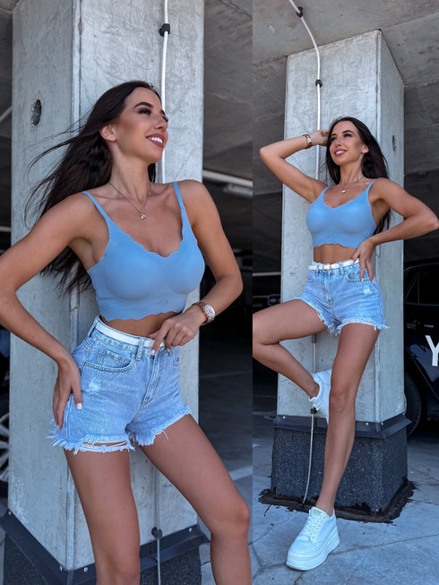 Viļņotais bezvīļu krūšturis 087 - GAIŠI ZILS