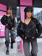 "CREAMY GLEAM MO-4005" sequined jacket - black
