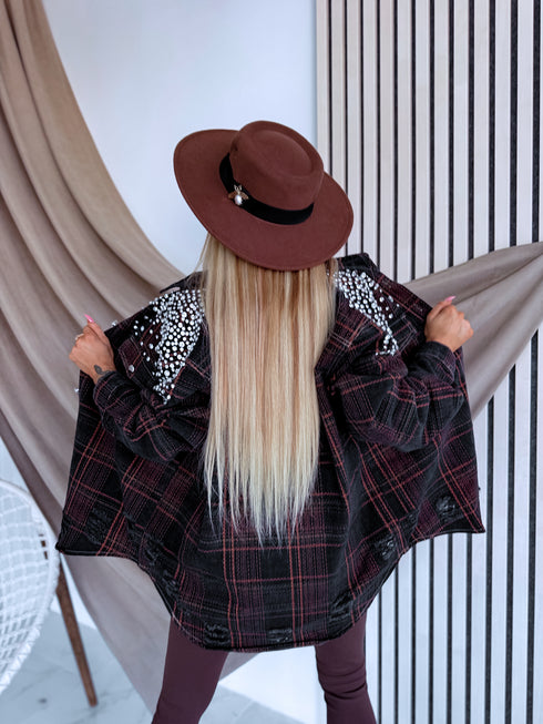 Джинсовая куртка "Crystal Glow MF2530" - ЧЕРНАЯ С ОРАНЖЕВЫМ