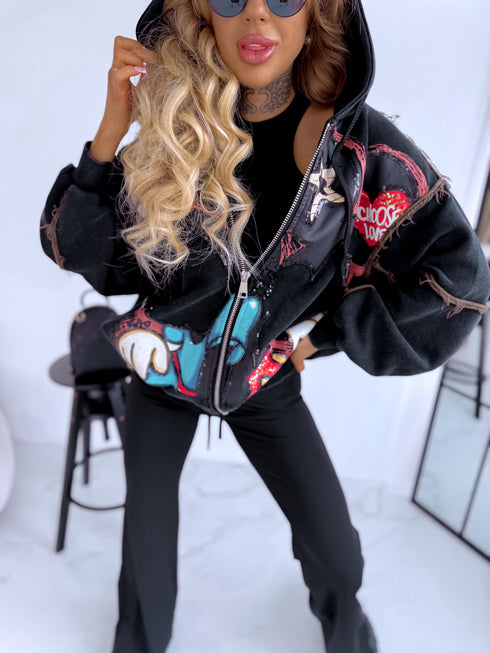 Švarkas su animacija "MICKEY BOW V12051" - JUODA