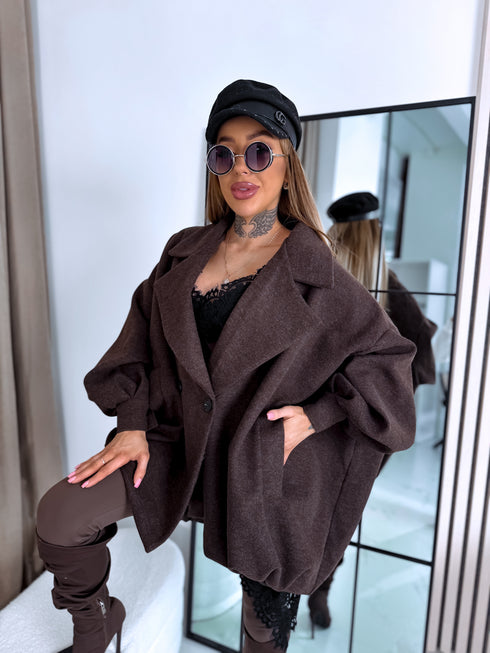 OVERSIZE paltas "SNOWBALL 251174" - CHOCO