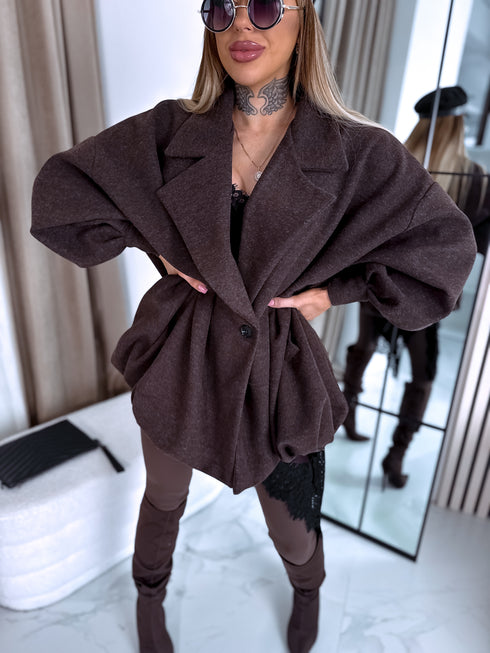 OVERSIZE paltas "SNOWBALL 251174" - CHOCO