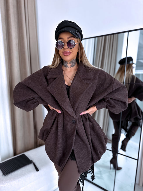 OVERSIZE paltas "SNOWBALL 251174" - CHOCO