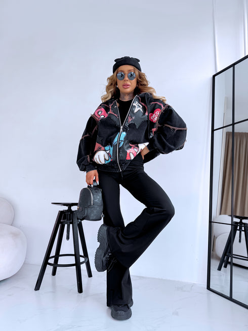 Švarkas su animacija "MICKEY BOW V12051" - JUODA