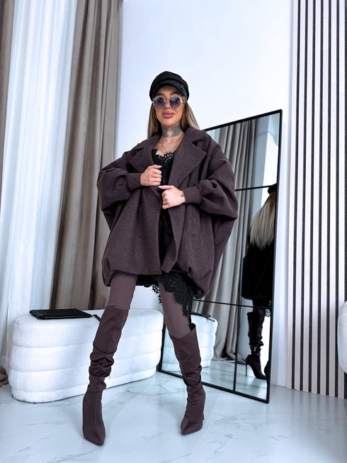 OVERSIZE paltas "SNOWBALL 251174" - CHOCO