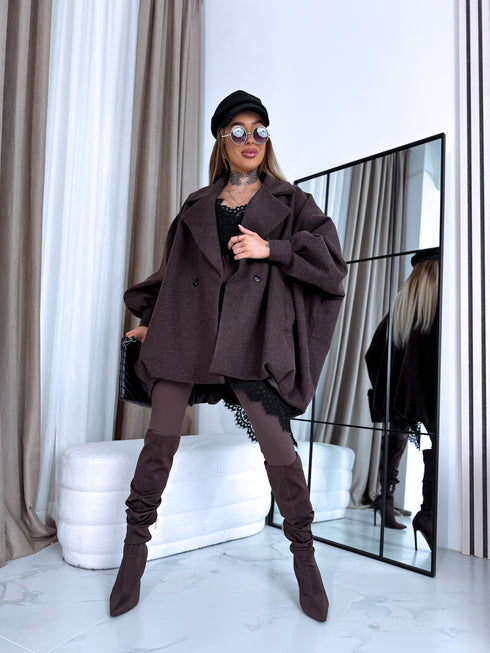 OVERSIZE paltas "SNOWBALL 251174" - CHOCO