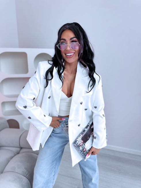 LUX white, ONE SIZE jacket "HEARTS"