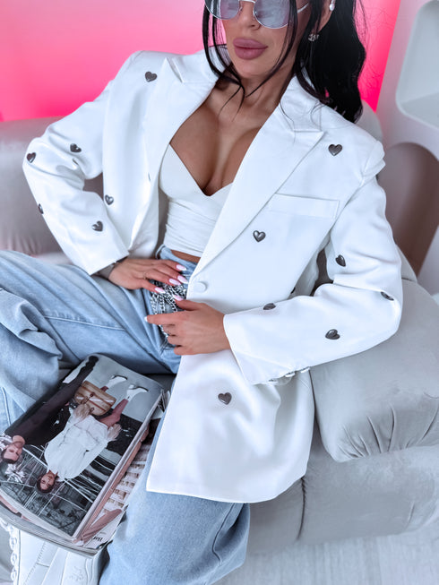 LUX white, ONE SIZE jacket "HEARTS"
