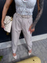 Fabric pants + belt "STELLA 21306" - BEIGE
