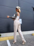 Fabric pants + belt "STELLA 21306" - BEIGE