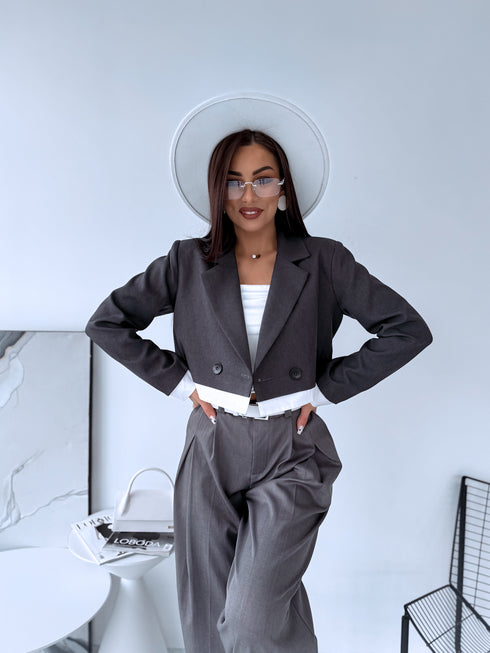 Žakete ar baltu malu "ELLIS" - TUMŠI PELĒKA