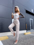 Fabric pants + belt "STELLA 21306" - BEIGE