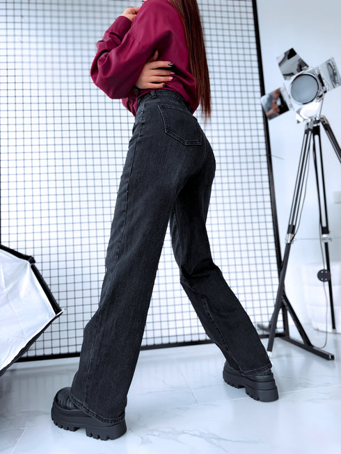 W1133-2 джинсы "DISTANCE" - ТЕМНО-СЕРЫЕ