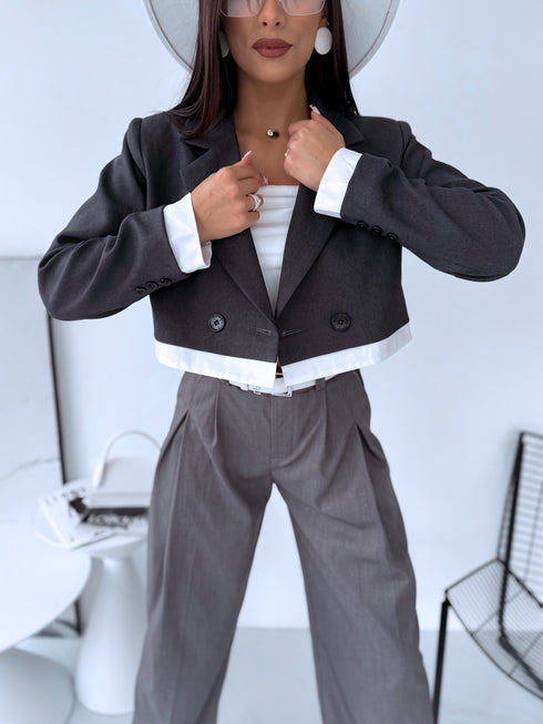 Žakete ar baltu malu "ELLIS" - TUMŠI PELĒKA