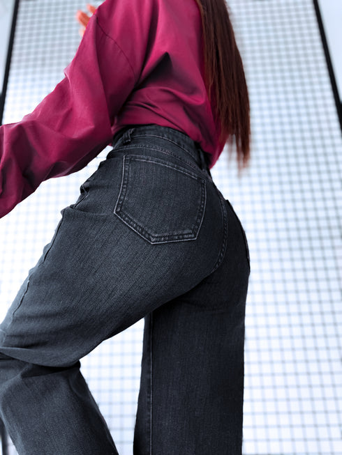 W1133-2 джинсы "DISTANCE" - ТЕМНО-СЕРЫЕ