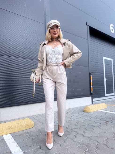 Fabric pants + belt "STELLA 21306" - BEIGE