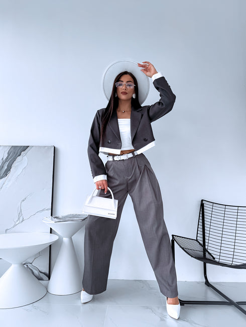 Žakete ar baltu malu "ELLIS" - TUMŠI PELĒKA