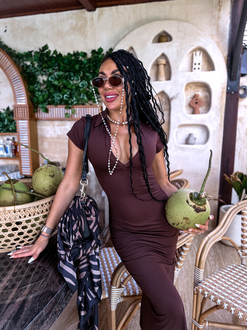 Elastinga suknelė "BODY CONTOUR VD2101" - ŠOKOLADINĖ