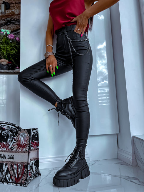 ELYNDI BEST-Leather high-waisted pants 32