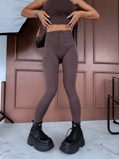 TOP AS A GIFT + Shaping Leggings "BLACK GOLD" - CHOCO