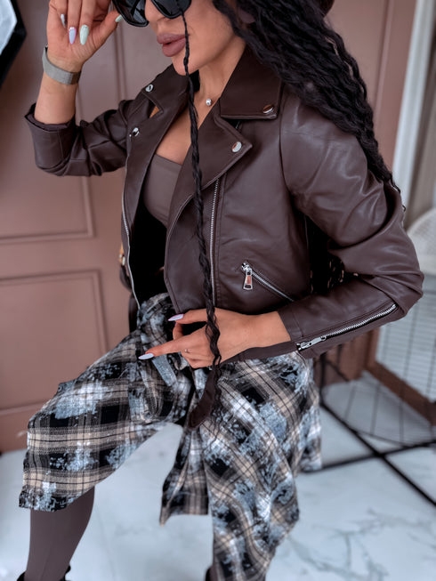 Ādas imitācijas jaka "ESPRESSO 16038" - CHOCO