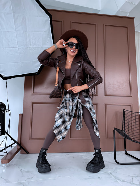 Ādas imitācijas jaka "ESPRESSO 16038" - CHOCO